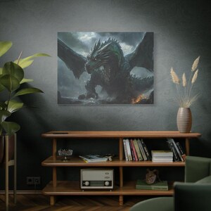 Canvas wall decor Fantasy Dragon Canvas Wall Art, Stunning Home Decor, Perfect for Gamers, Medieval Lovers, Gift for Fantasy Fans