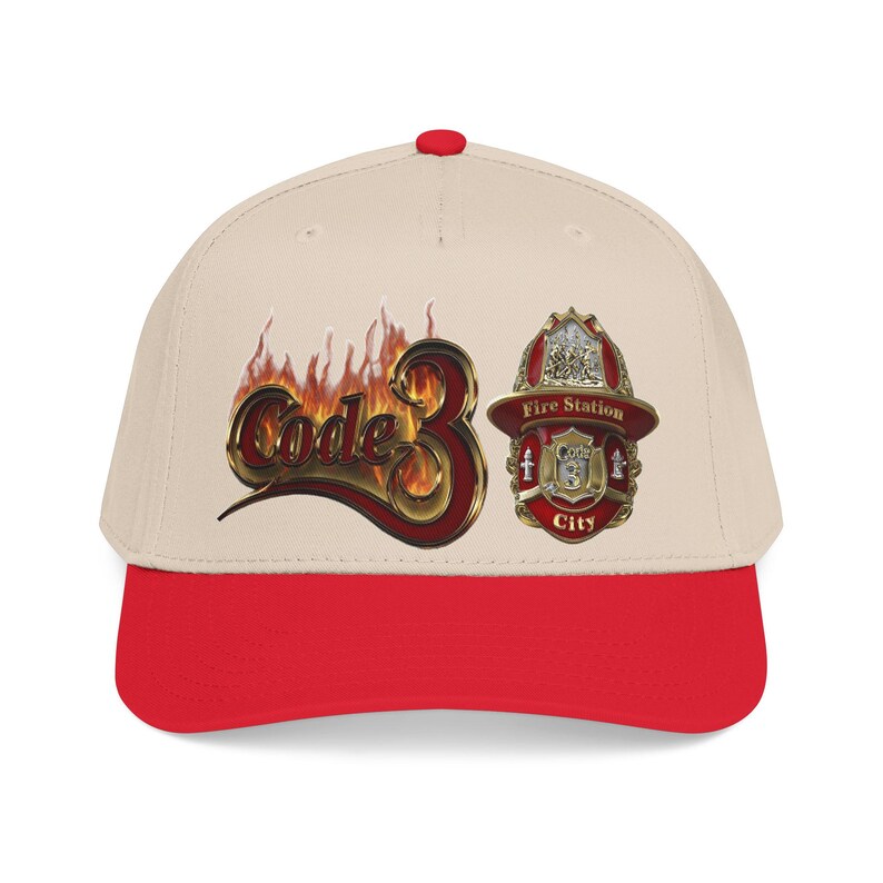 Code 3 Firefighter Emergency code printed Emblem Baseball Cap, Fire Station Badge, Flames image 16
