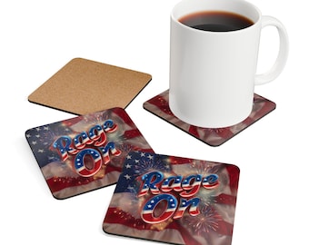 Coasters Independence Day celebration Patriotic "Rage On" Coaster Set – 4th of July Home Bar Decor