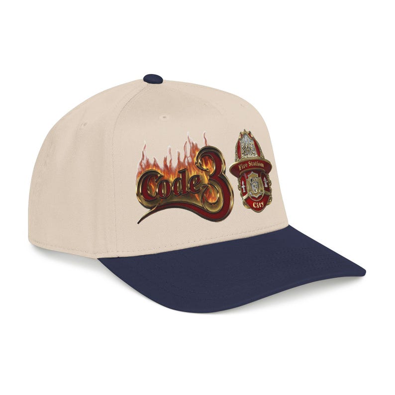Code 3 Firefighter Emergency code printed Emblem Baseball Cap, Fire Station Badge, Flames image 9