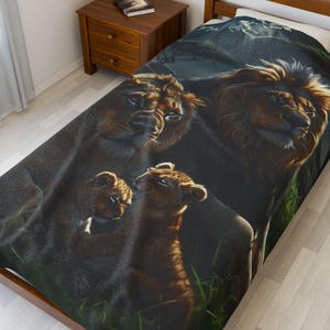 Blanket Lion Family Plush Blanket - Blanket Cozy Throws for Home Decor, Gifts,  Blanket Wildlife Lovers, Nursery, Safari Theme