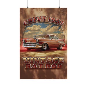 Poster, Oldtimer Kunstdruck | Retro Chevy 1957 Poster, Auto Dekor, Geschenk für Auto-Enthusiasten, Garagenwandkunst, Oldtimer-Erinnerungsstücke