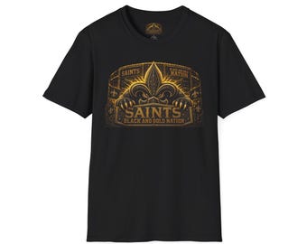 Saints Fleur-de-lis Black and Gold Nation Graphic T-Shirt | Black and Gold Football Fan Tee, team pride style