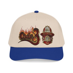 Code 3 Firefighter Emergency code printed Emblem Baseball Cap, Fire Station Badge, Flames image 5