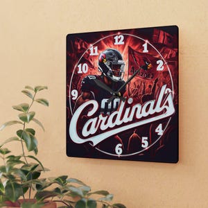 Arizona Cardinals Acrylic Wall Clock, Sports Decor, Fan Gift, NFL Merchandise, Game Day Accessory, Unique Wall Art