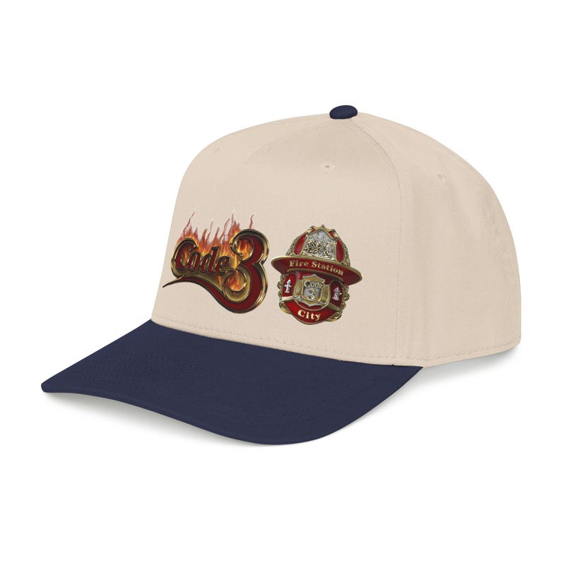 Code 3 Firefighter Emergency code printed Emblem Baseball Cap, Fire Station Badge, Flames image 10