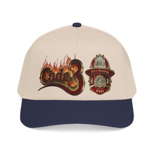 Code 3 Firefighter Emergency code printed Emblem Baseball Cap, Fire Station Badge, Flames image 8