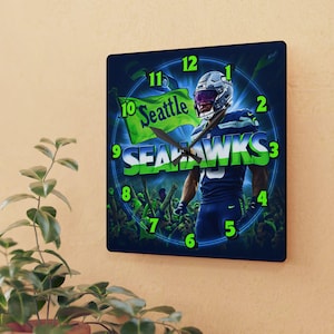 Seattle Seahawks Acrylic Wall Clock, Sports Decor, Game Day Essentials, NFL Fan Gift, Home Decor for Football Lovers
