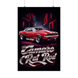 Wall Poster 1968 Camaro Rat Rod Poster, Vintage Car Wall Art, Automotive Decor, Gift for Car Enthusiasts, Car Lover&#39;s Print