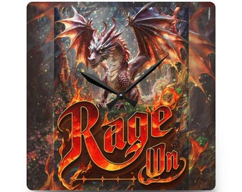 Fantasy Dragon Wall Clock, Acrylic Gamer Decor