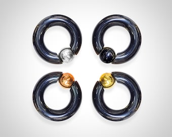 Titanium Prince Albert Ring: Black BCR Piercing with Custom Ball