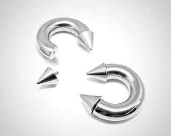 Titanium Spike Septum Ring: Horseshoe Barbell, 18G-00G