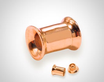14K Rose Gold Double Flared Ear Tunnel Plug: Handmade Body Jewelry