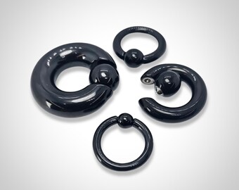 Black Titanium Prince Albert Ring: Captive Bead CBR Hoop (2G-00G)