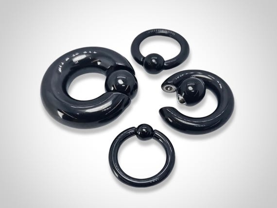 Black Titanium Prince Albert Ring: Captive Bead CBR Hoop (2G-00G)