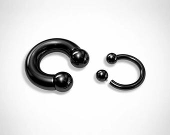 Black Titanium Prince Albert Ring: Horseshoe Circular Barbell (8G-00G)