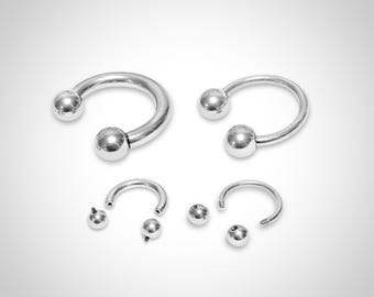 Implant Grade Titanium Septum Ring: Horseshoe Circular Barbell (18G-00G)