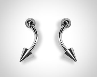 Piercing Angel Fangs de Titânio: Barra Curva de 16g com Bola e Pontas