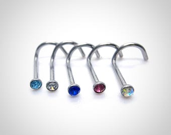 Titanium Nostril Screw: 18G Nose Piercing with 2mm CZ Crystal