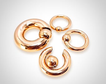 Titanium Rose Gold Prince Albert Ring: Captive Bead Hoop (2G-00G)