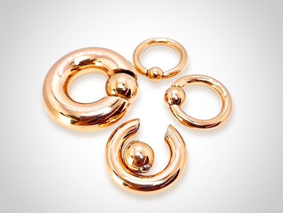 Titanium Rose Gold Prince Albert Ring: Captive Bead Hoop (2G-00G)