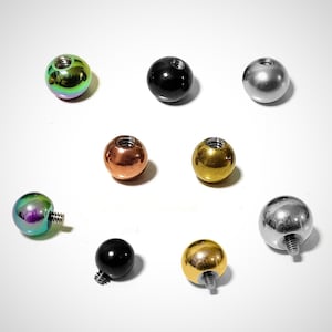 Loose Ball Replacement parts Internal/External Threading for Titanium Body Jewellery Piercing Barbells, Labrets, Horseshoe - 2pc each order