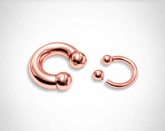 Rose Gold Titanium Prince Albert Ring: Horseshoe Circular Barbell (12G-00G)