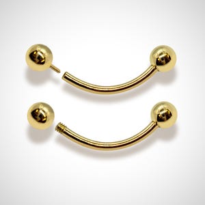 14K Gold Vertical Labret Barbell: Handmade Lip Piercing Jewelry (14G/16G)