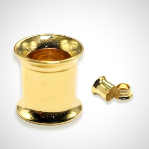 14K Gold Double Flared Ear Plugs: Custom Solid Gold Tunnels