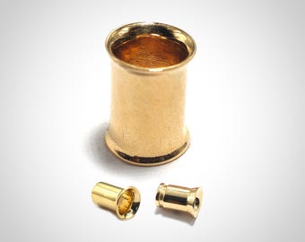 14K Gold Flared Ear Tunnel Plug: Handmade Body Jewelry