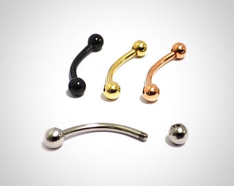Titanium Eyebrow Barbell: 16G/14G Curved Body Piercing Jewelry