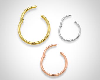 Handmade 14K Gold Septum Clicker: Hinged Nose Ring