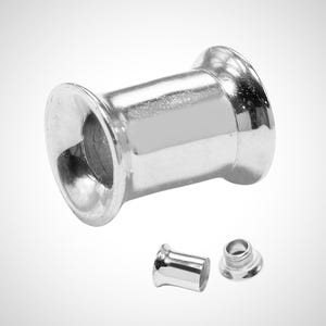 10K White Gold Double Flared Ear Tunnel Plug: Handmade Body Jewelry