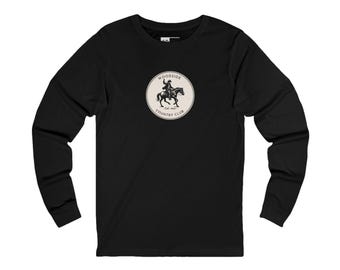 Western Themed Unisex Jersey Long Sleeve Tee, Woodside California Cowboy Cowgirl Equestrian Country Club Shirt, Horse Lover Apparel, Rodeo