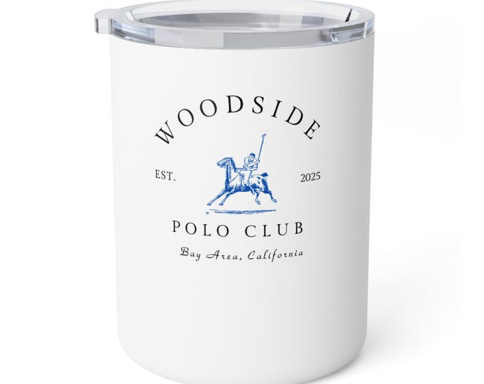 Equestrian Mug, Polo Club Gift, Woodside California Horse Lover Cup, Bay Area Souvenir, 10oz Insulated Coffee, Equestrian Decor
