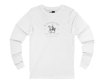 Equestrian Jersey Tee, Woodside Equestrian T-shirt, Horses Long Sleeve Top, California Horse Riding Shirt, Unisex Equestrian Apparel, Equine