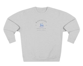 Woodside Polo Club Unisex Crewneck Sweatshirt - Equestrian Vintage Apparel for Horse Lovers, Bay Area Fashion, English Riding Sweatshirt,