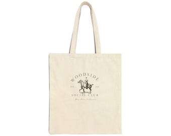 Equestrian Club Cotton Canvas Tote Bag - Woodside, California, Bay Area - Western Riders, Horse Lovers - Secret Club Tote, Social Club Bag,