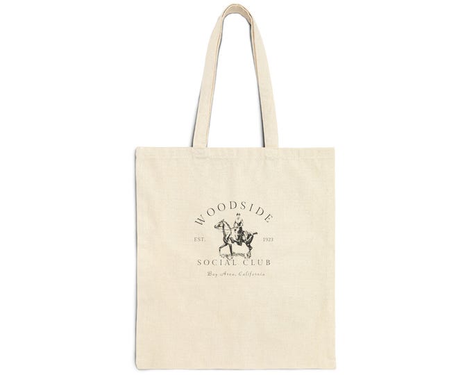 Equestrian Club Cotton Canvas Tote Bag - Woodside, California, Bay Area - Western Riders, Horse Lovers - Secret Club Tote, Social Club Bag,