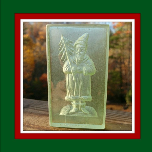 1554 Clear Tinted Small Bavarian Santa Mold - Springerle Mold  Marzipan Mold  Cookie Mold  Christmas Mold  Santa Claus Mold  Ornament Mold