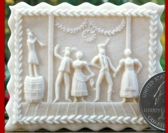 457 Old Tyme Barn Dance Mold - Springerle Mold - Marzipan Mold - Christmas Mold - Ornament Mold - Dance Mold - Cookie Mold - Paper Casting