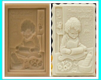 1684 Little Cindy Baking Cookie Mold - Springerle Mold - Gingerbread Mold - Paper Casting Mold - Ornament Mold - Christmas Mold