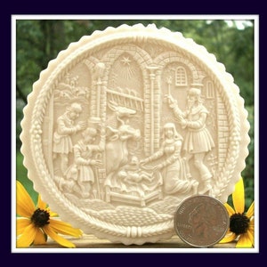 511 SMALL Zurich Nativity Cookie Mold - Springerle Mold - Nativity Mold - Religious Mold - Paper Casting Mold - Ornament Mold