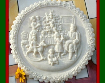 2227 Victorian Family Christmas Mold -  Springerle Mold - Christmas Mold - Marzipan Mold - Victorian Mold - Ornament Mold - Cookie Mold