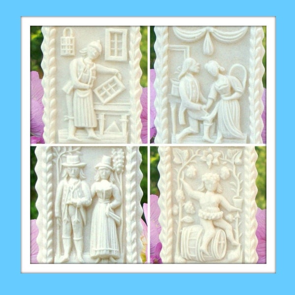 1761 Deyle Family Four Panel Mold - Multi-Board - Springerle Mold - Marzipan Mold -Gingerbread Mold - Paper Casting Mold - Ornament Mold