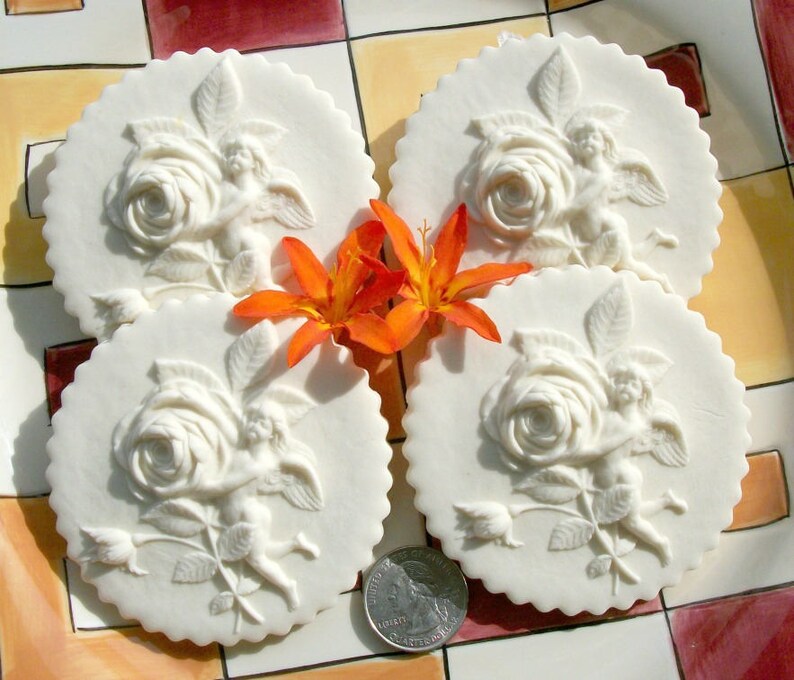 Fairy Mold Paper Casting Mold 541 Small Eifel Fairie with Rose Marzipan Mold Gingerbread Mold Ornament Mold Springerle Mold