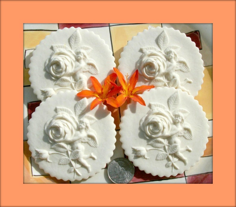 Fairy Mold Paper Casting Mold 541 Small Eifel Fairie with Rose Marzipan Mold Gingerbread Mold Ornament Mold Springerle Mold