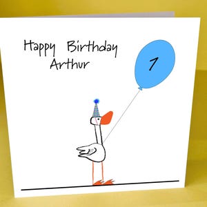 1.Geburtstag Ente mit Blau Ballon Karte
