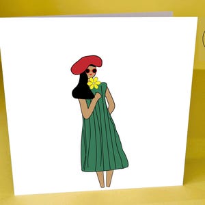 Cartão Boina Vermelha ByCii - Imprima em casa em A4 ou 13,5 cm x 13,5 cm ou envie para a gráfica