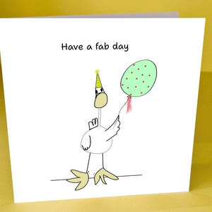 Carte Fab Day Wonky Duck pour impression à la maison - Imprimez à la maison sur une carte A4 (pliée en deux) ou 13,5 cm x 1 3,5 cm (découpe) ou envoyez-la à l'imprimante